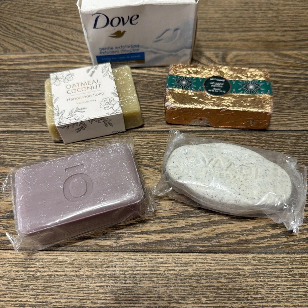 (5) Bars Of Soap Lot Assorted Brands Oatmeal Coconut Dove Whipper Vanilla